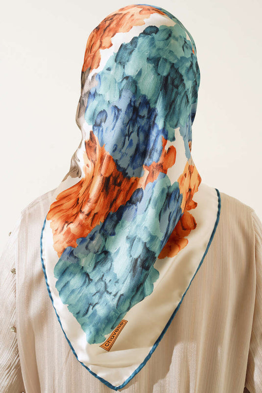 Chavelle Embroidered Patterned Rayon Scarf Petrol