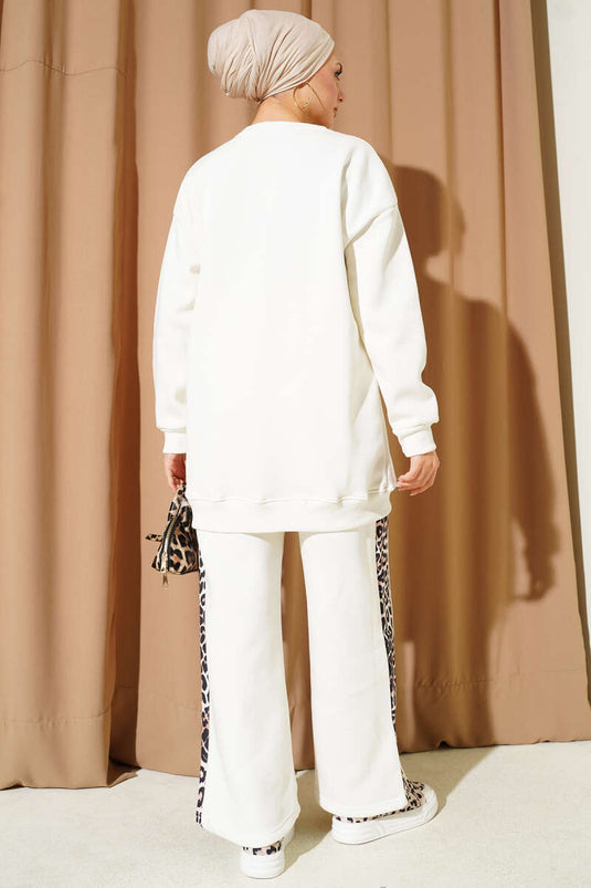 Ensemble deux pièces Ciao imprimé léopard, trois fils, blanc