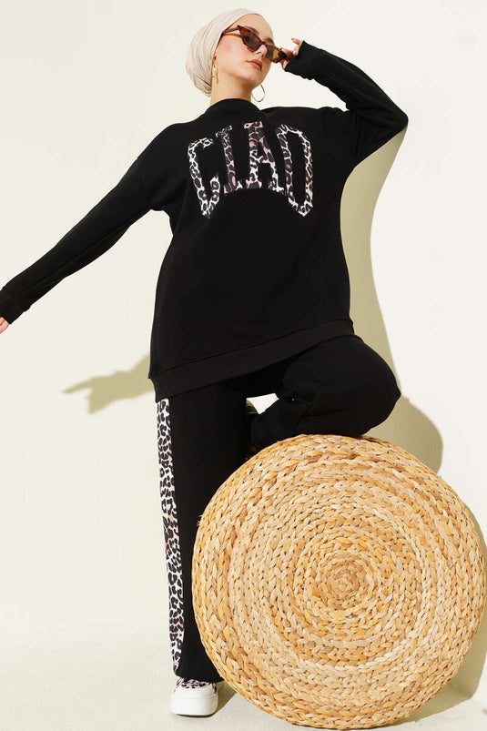 Ciao Leopard Print Dreiteiliges Set Schwarz