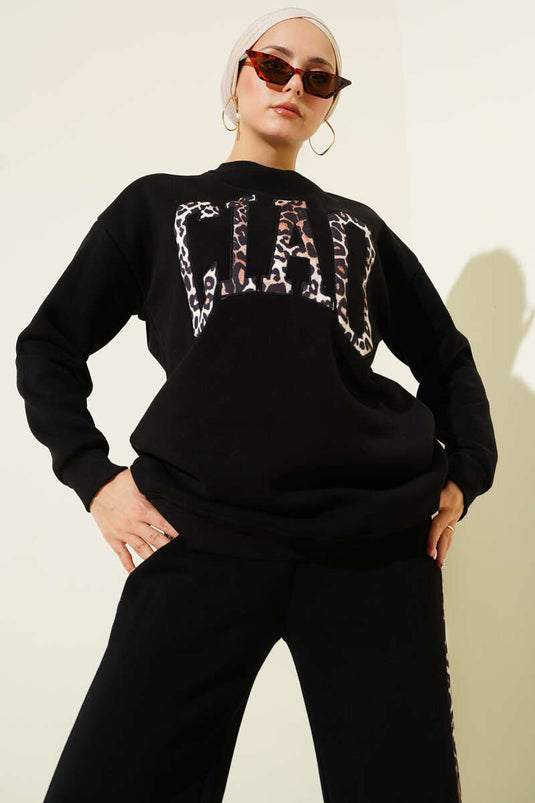 Ciao Leopard Print Dreiteiliges Set Schwarz