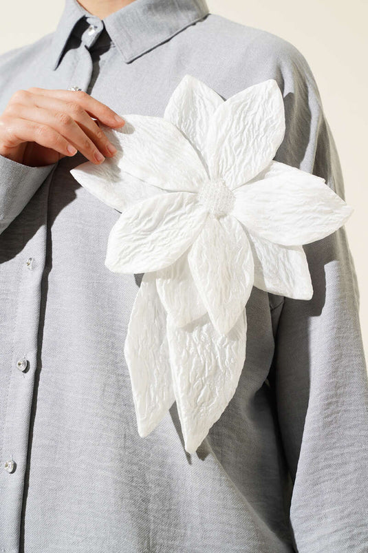 Florales Accessoire-Tunika-Zweiteiler-Set in Grau