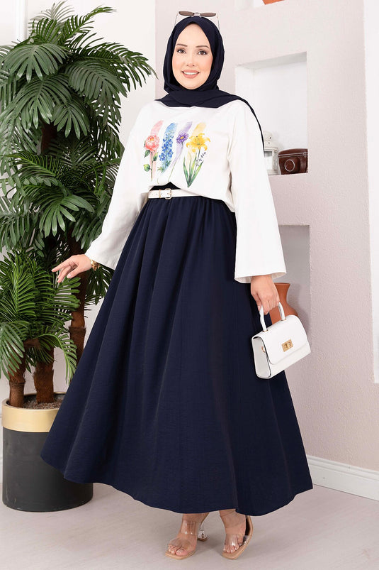 Bluse Mit Blumenmuster - Tunika Ecru