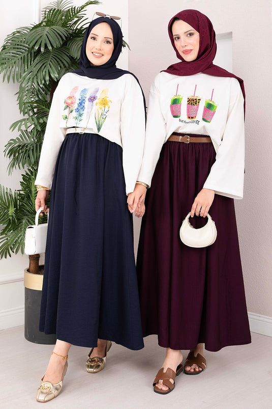 Bluse Mit Blumenmuster - Tunika Ecru