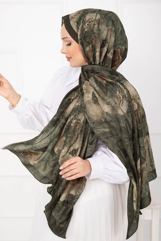 Blumenmuster Bambus Schal Serie Khaki
