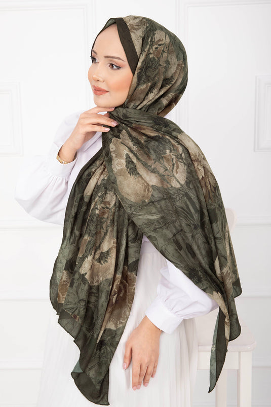 Blumenmuster Bambus Schal Serie Khaki