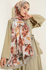 Écharpe En Bambou Écrasé À Motif Floral En Vert Calla