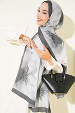 Écharpe En Bambou À Motif Floral Gris Fumé