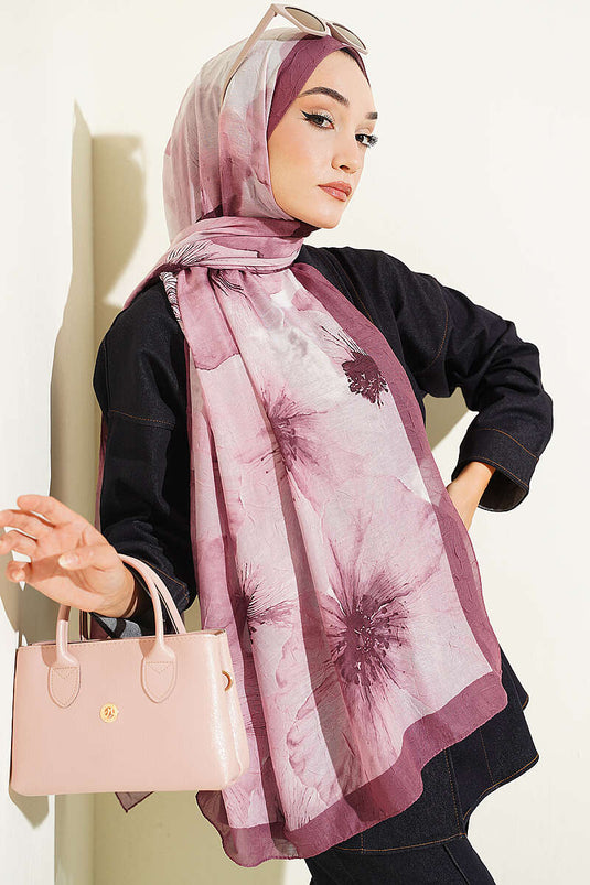 Magenta Blumenmuster Bambus-Schal