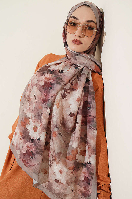 Blumenmuster Bambus Schal In Mink