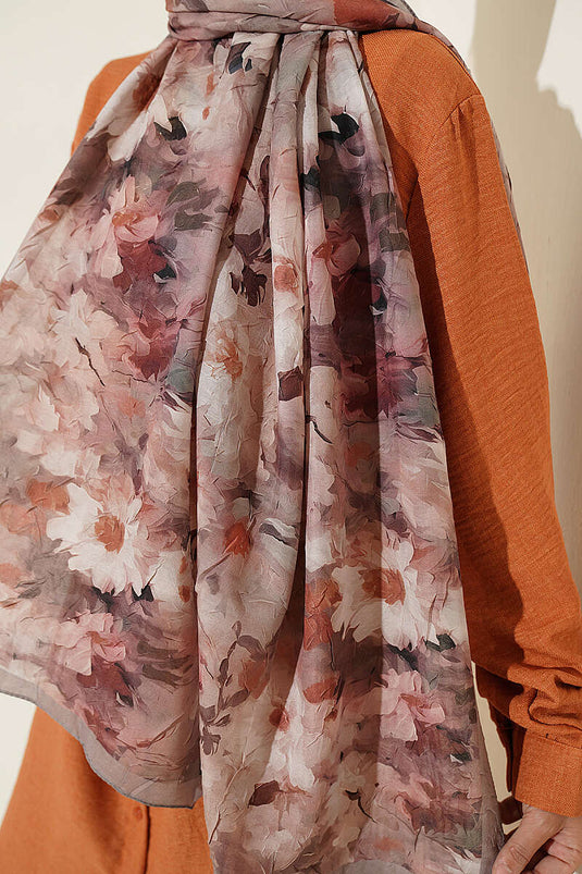 Blumenmuster Bambus Schal In Mink