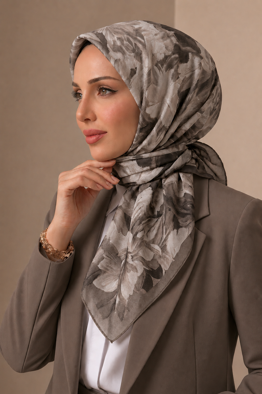 سلسلة أوشحة بنقشة الأزهار بلون فيزون