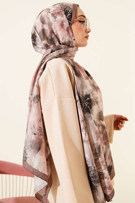 Floral Pattern Modal Scarf, Coffee