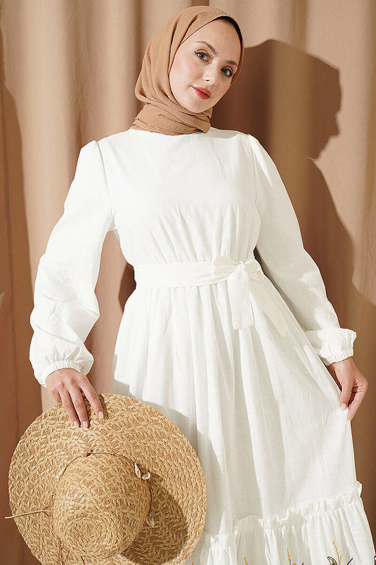 Robe Brodée À Fleurs Jaune
