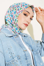 Écharpe Bambou à Motifs Floraux Turquoise