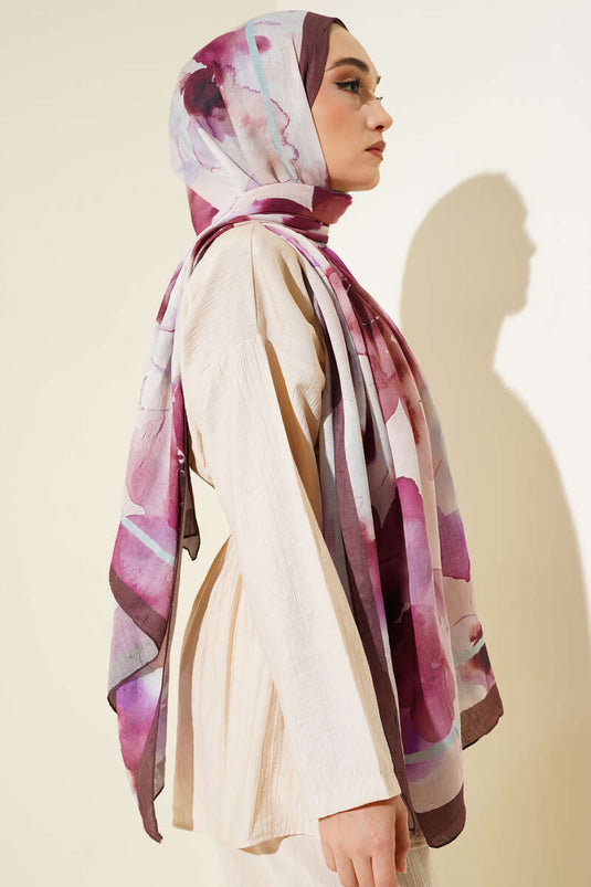 Bambusschal mit Blumenmuster, Bitterkaffee