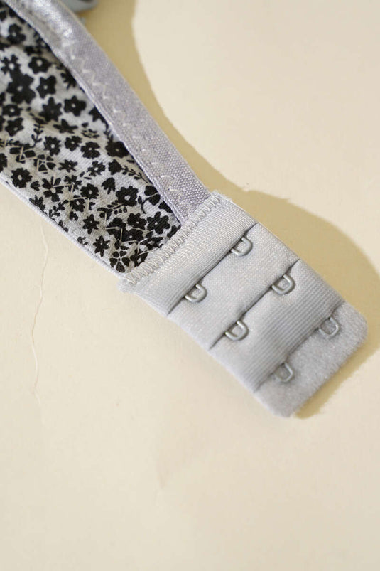 Soutien-gorge rembourré à motif floral gris