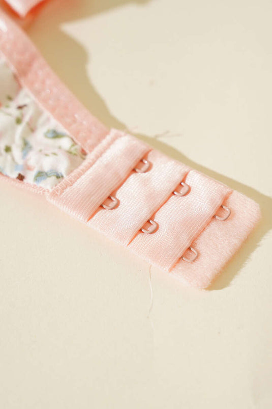 Soutien-gorge push-up saumon à motif floral