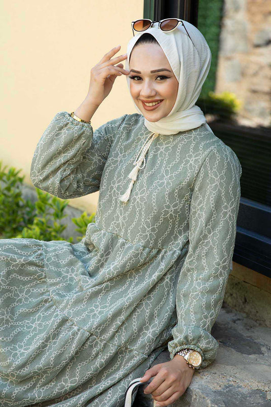 Robe Hijab à Motifs Floraux Vert