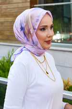 Écharpe à motifs floraux lilas