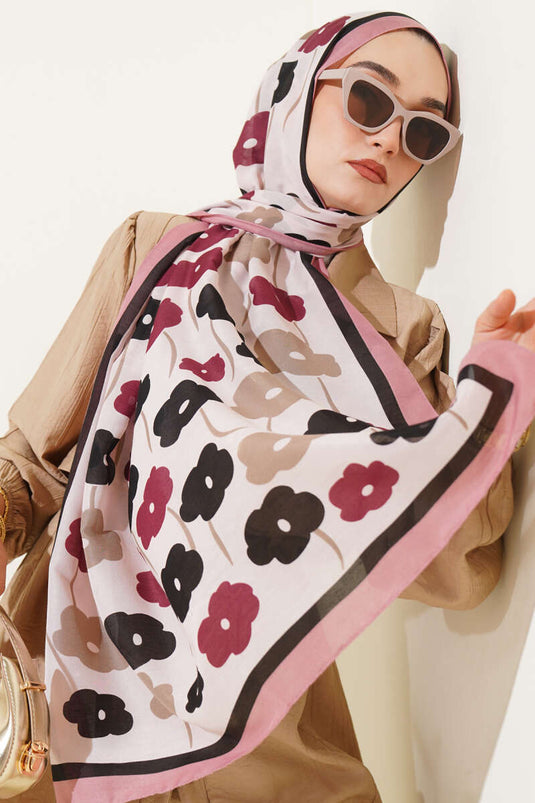 Schal mit Blumenmuster, Puderrosa