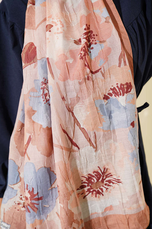 Weiches Bambus-Crash-Tuch mit Blumenmuster, Kamel