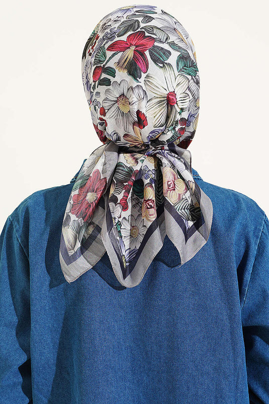Weiche Blumenmuster Schal Grau