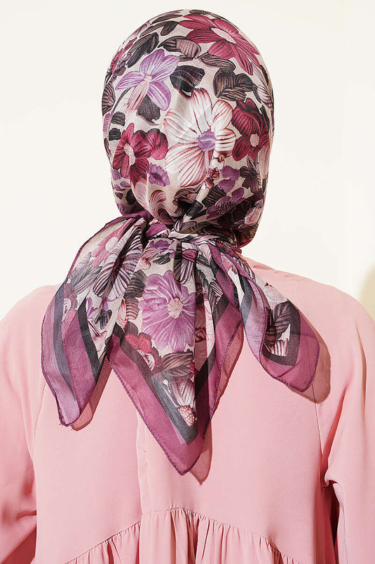 Blumenmuster Schal Magenta