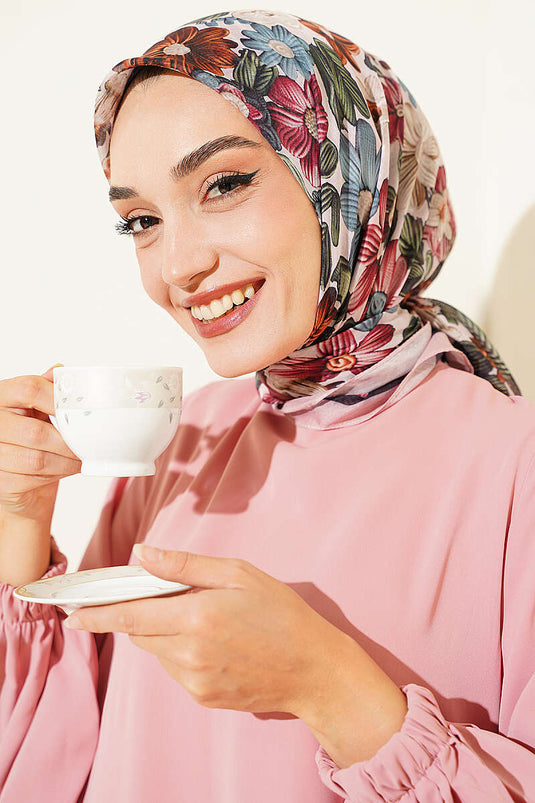 Pañuelo Rosa Con Estampado Floral