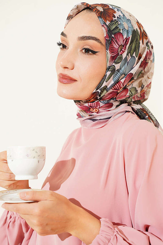 Pañuelo Rosa Con Estampado Floral