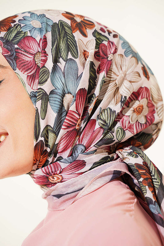 Pañuelo Rosa Con Estampado Floral