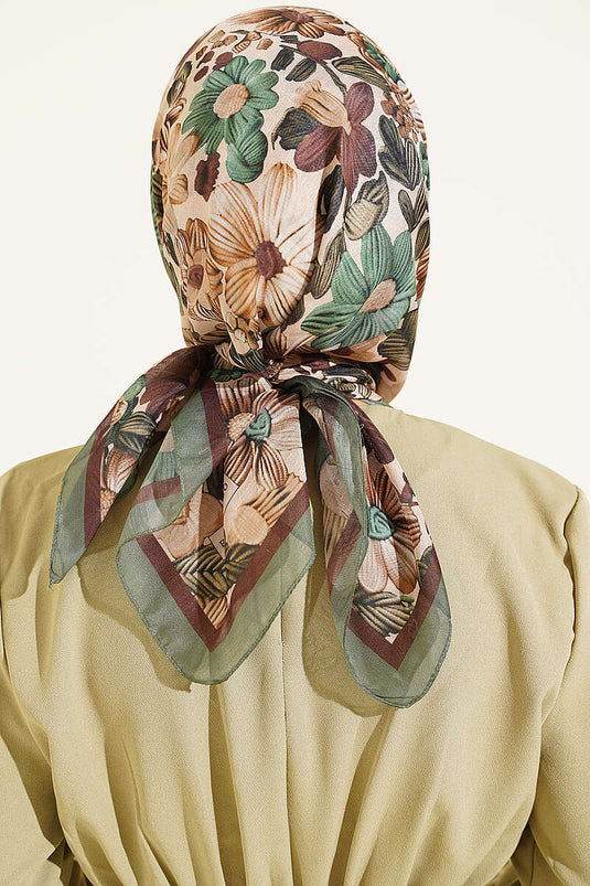 Pañuelo Suave Con Estampado Floral Verde