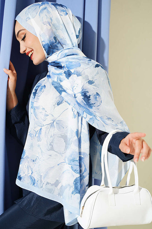 Écharpe À Motifs Fleuri Bebe Bleu