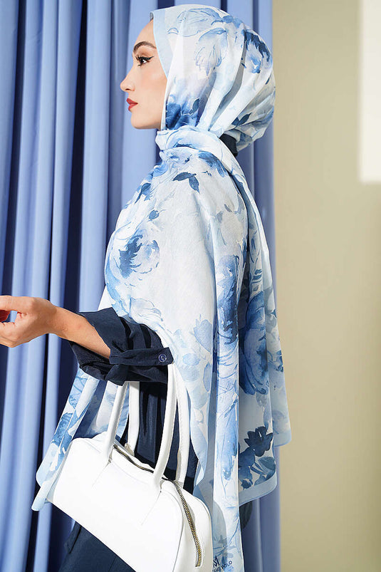 Écharpe À Motifs Fleuri Bebe Bleu