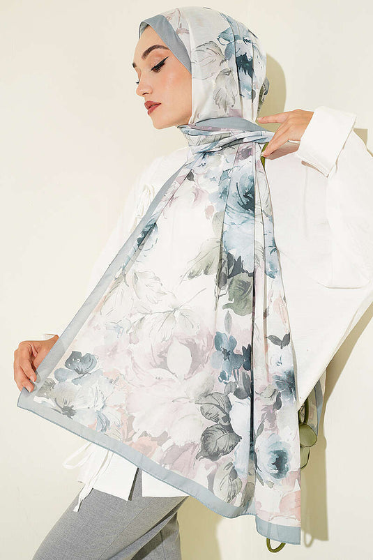 Écharpe À Motifs Fleuri Menthe