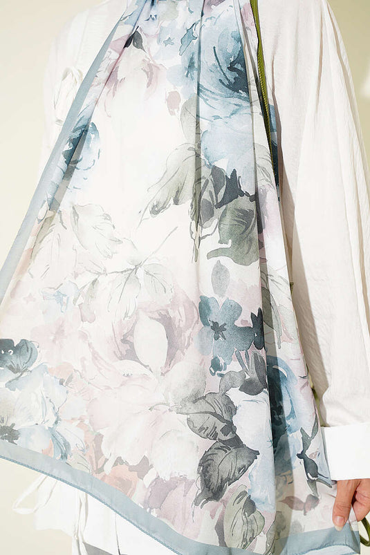 Écharpe À Motifs Fleuri Menthe