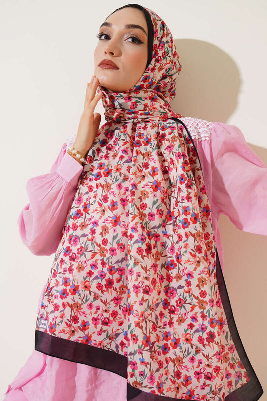 Çiçek Işıltısı Serisi Şal Siyah Bej