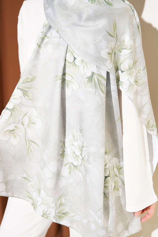 Çiçek Motif Detaylı Şal Mint