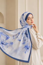 Série De Foulards À Motifs Floraux En Bleu