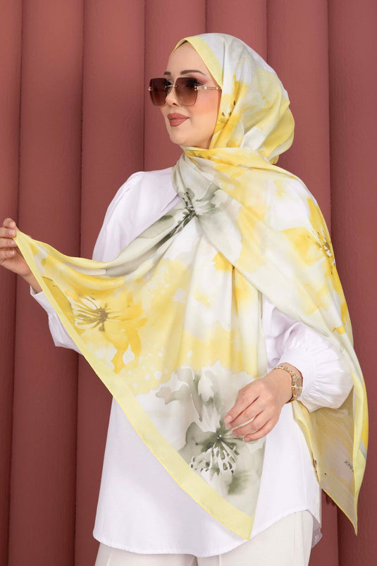 سلسلة الشالات بنقشة الأزهار باللون الأصفر