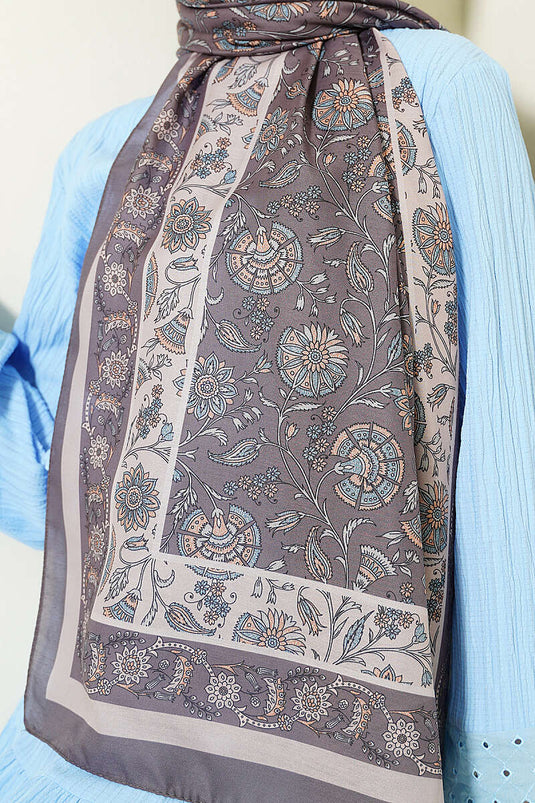 Écharpe douce à motif floral, couleur vison