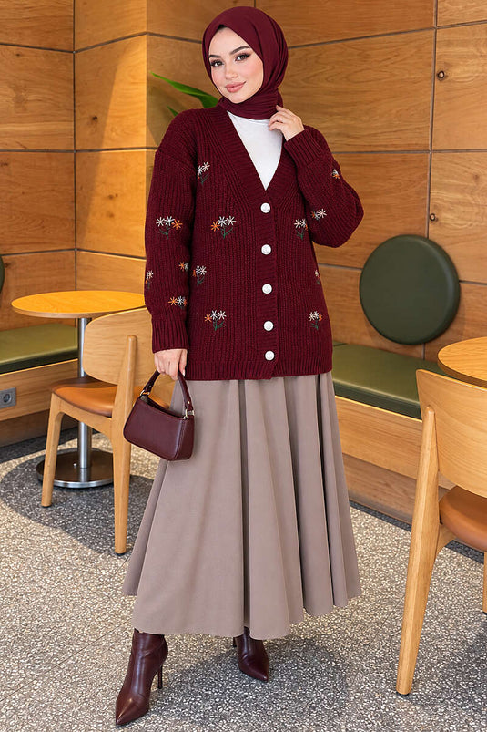 Gilet En Maille Bordelais Brodé À Fleurs