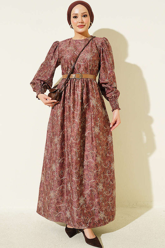 Robe Brodée Florale Couleur Rose Poussière