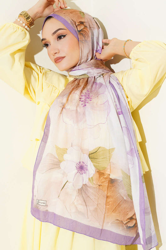 شال من الخيزران المزهر بلون أرجواني فاتح