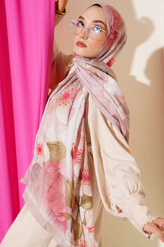 شال بامبو مزهر بنكهة قهوة الحليب