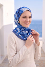 Série De Foulards Fleuris En Bleu Marine