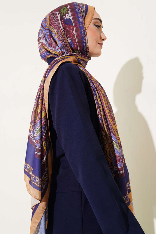 Châle à motif ethnique floral moutarde