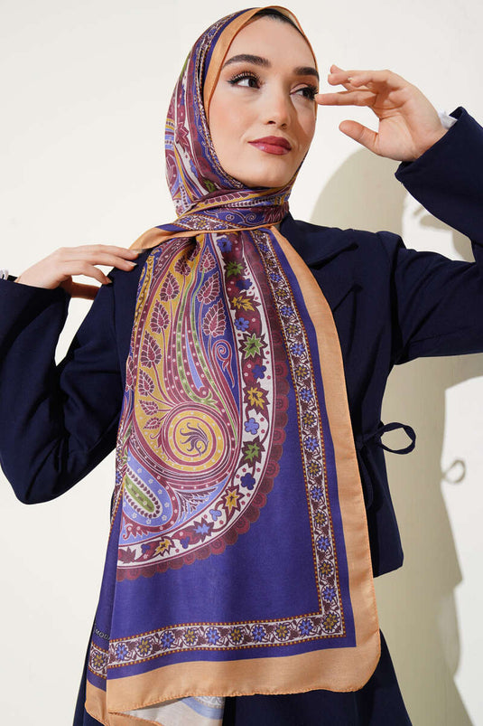 Châle à motif ethnique floral moutarde