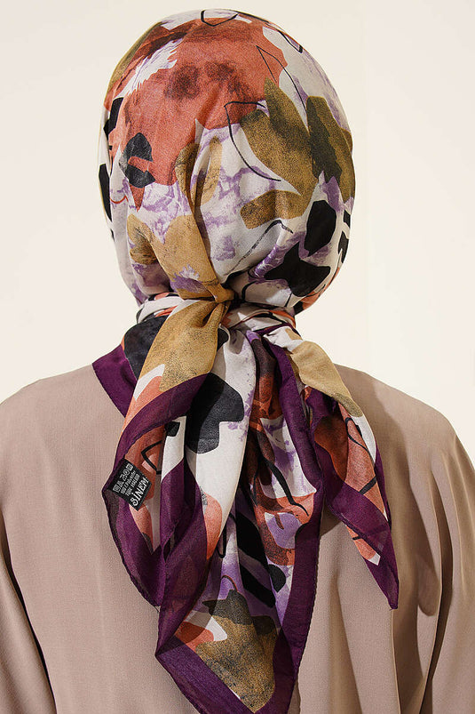 Eleganter Schal mit Blumenpinsel-Muster, Lila