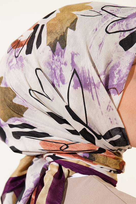 Eleganter Schal mit Blumenpinsel-Muster, Lila