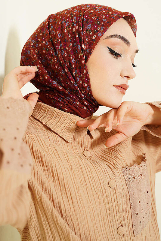 Foulard in cotone Çiçekli Flamu colore mattone